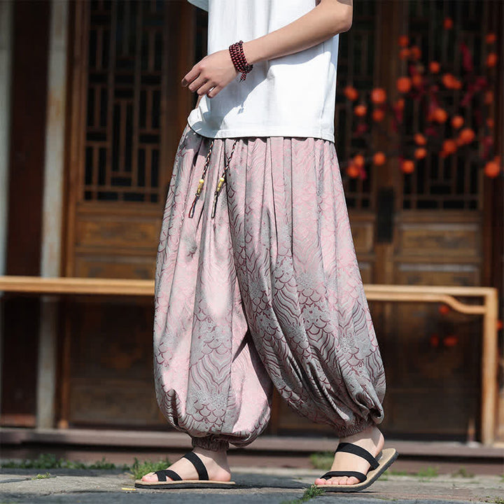 Buddha Stones Summer Casual Boho Abstract Ankle Pants Men's Harem Pants - Thistle - US/UK/AU46，EU56 (5XL) - image 0
