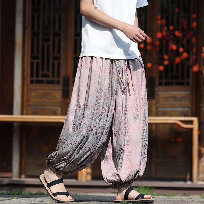 Buddha Stones Summer Casual Boho Abstract Ankle Pants Men's Harem Pants - image 7
