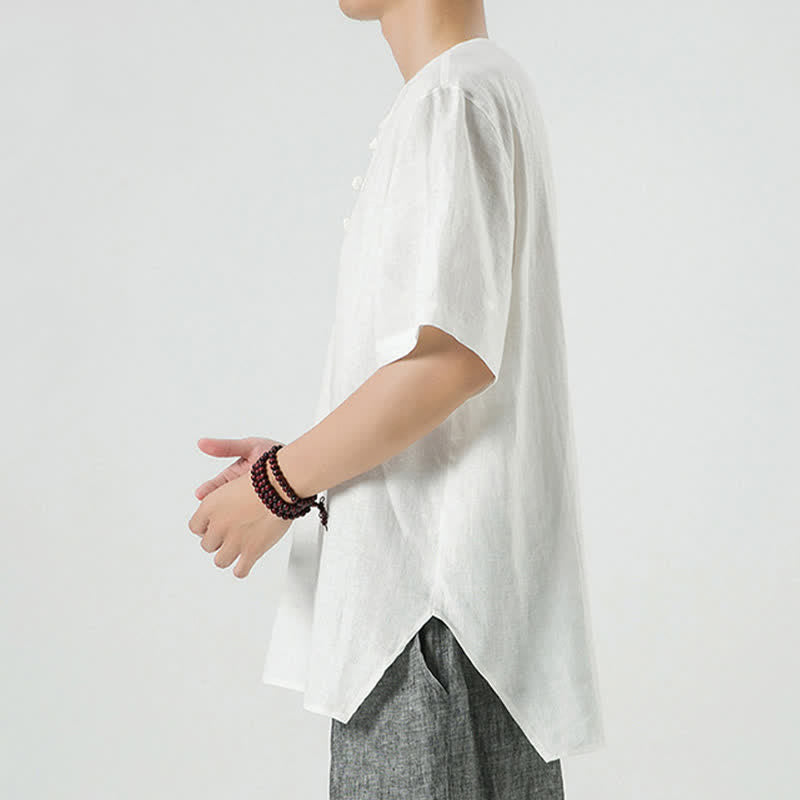 Buddha Stones Spring Summer Casual Minimalist Button-Up Solid Men's Short Sleeve Shirts - image 42