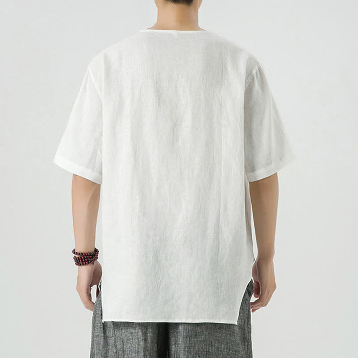 Buddha Stones Spring Summer Casual Minimalist Button-Up Solid Men's Short Sleeve Shirts - image 40