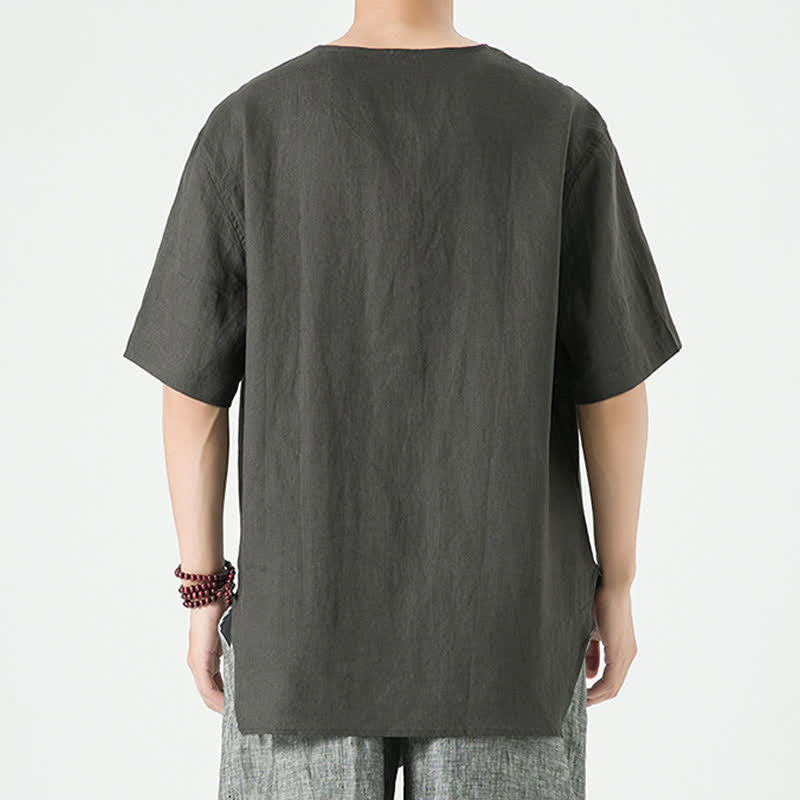 Buddha Stones Spring Summer Casual Minimalist Button-Up Solid Men's Short Sleeve Shirts - image 16