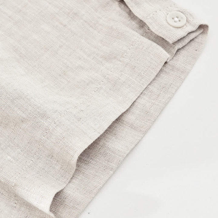 Buddha Stones Summer Casual Minimalist Solid Linen Crew Neck Men's Short Sleeve T-Shirts - image 6