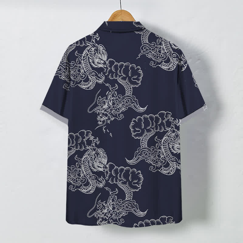 Buddha Stones Vintage Floral Scroll Pattern Buttons Breathable Men's Short Sleeve Shirt - image 1