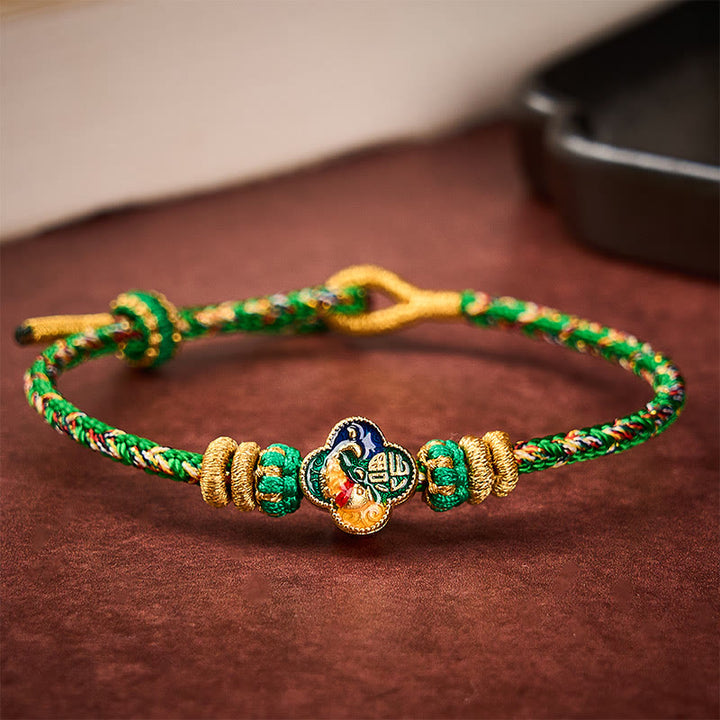 Buddha Stones Hand-Woven Koi Fish Fu Character Success Rope Bracelet - image 2