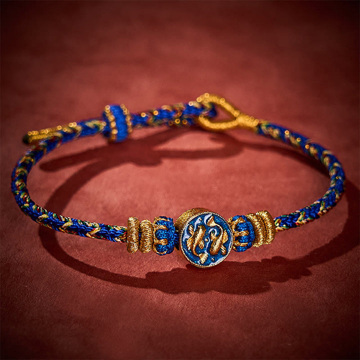 Buddha Stones Hand-Woven String Double Golden Koi Fish Strength Rope Bracelet - image 2
