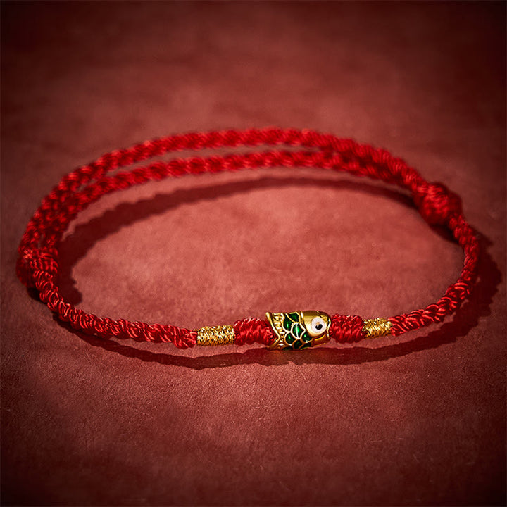 Buddha Stones Hand-Woven Koi Fish Success Rope Bracelet - Red(Wrist Circumference: 5.51-7.48 in / 14-19cm) - image 0
