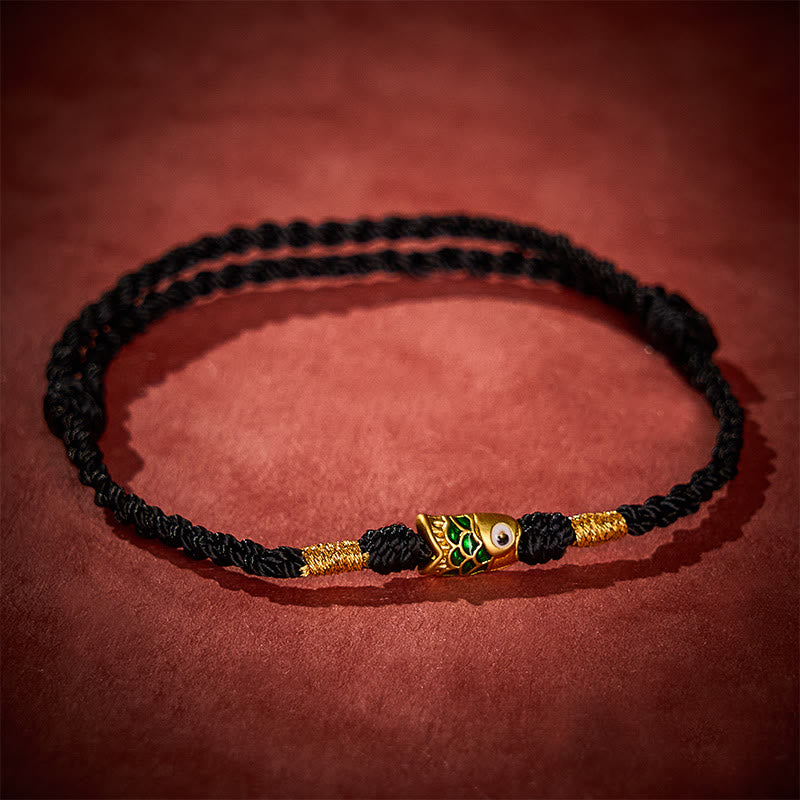 Buddha Stones Hand-Woven Koi Fish Success Rope Bracelet - Black(Wrist Circumference: 5.51-7.48 in / 14-19cm) - image 9