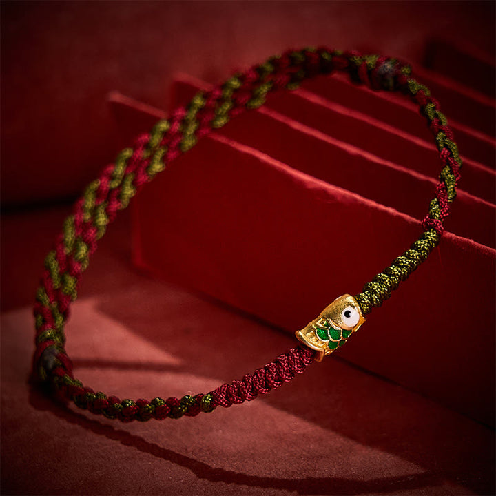 Buddha Stones Braided Colorful Red Green String Koi Fish Luck Bracelet Anklet - image 9