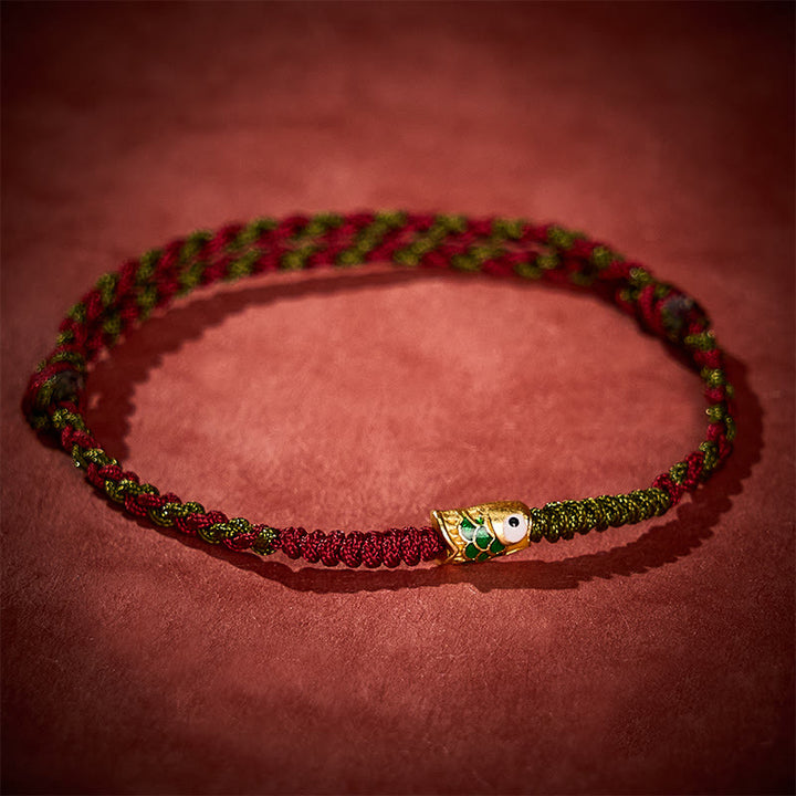 Buddha Stones Braided Colorful Red Green String Koi Fish Luck Bracelet Anklet - image 3