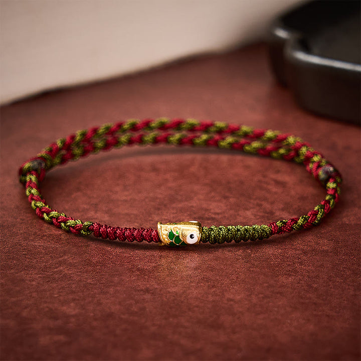 Buddha Stones Braided Colorful Red Green String Koi Fish Luck Bracelet Anklet - image 2