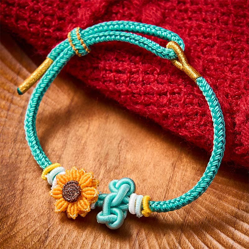 Buddha Stones Hand-Woven Red String Sunflower Luck Bracelet - Green(Wrist Circumference: 5.51-7.48 in / 14-19cm) - image 11