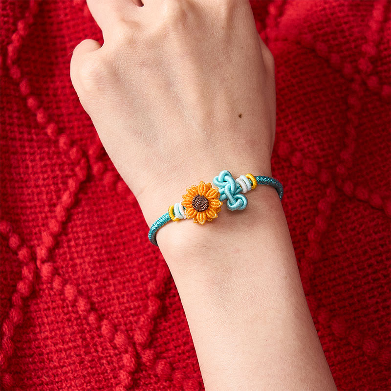 Buddha Stones Hand-Woven Red String Sunflower Luck Bracelet - image 13