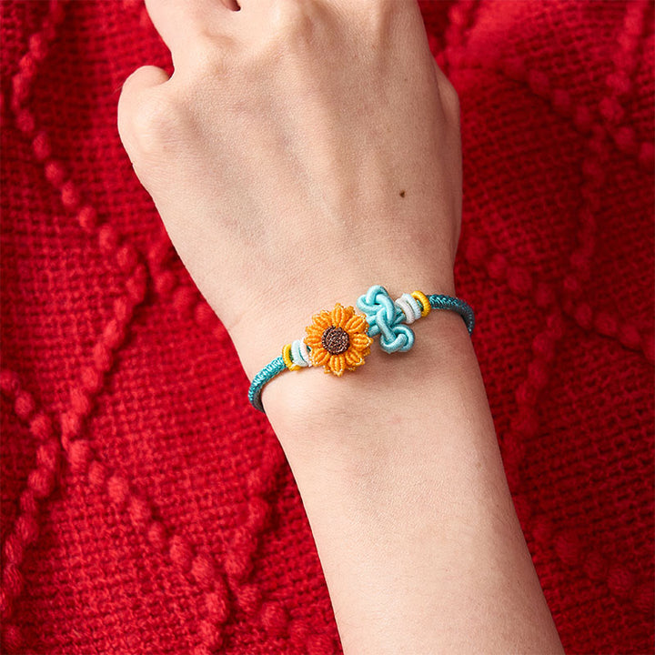 Buddha Stones Hand-Woven Red String Sunflower Luck Bracelet - image 13