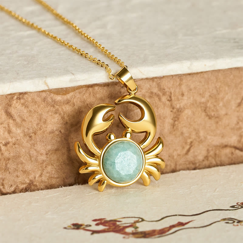 Buddha Stones Gold Plated Amethyst Crab  Inner Peace Necklace - image 15
