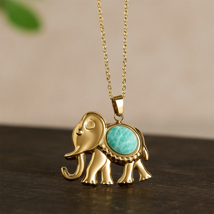 Buddha Stones Gold Plated Tiger Eye Elephant Protection Necklace - image 17