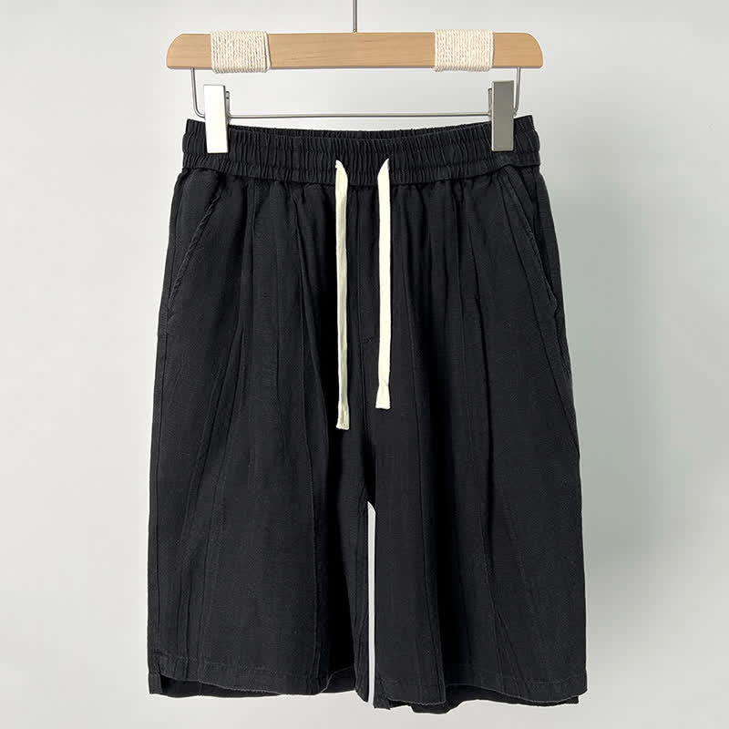 Buddha Stones Summer Casual Drawstring Solid Elastic Waist Men's Shorts With Pockets - Black - US/UK/AU44，EU54 (4XL) - image 1