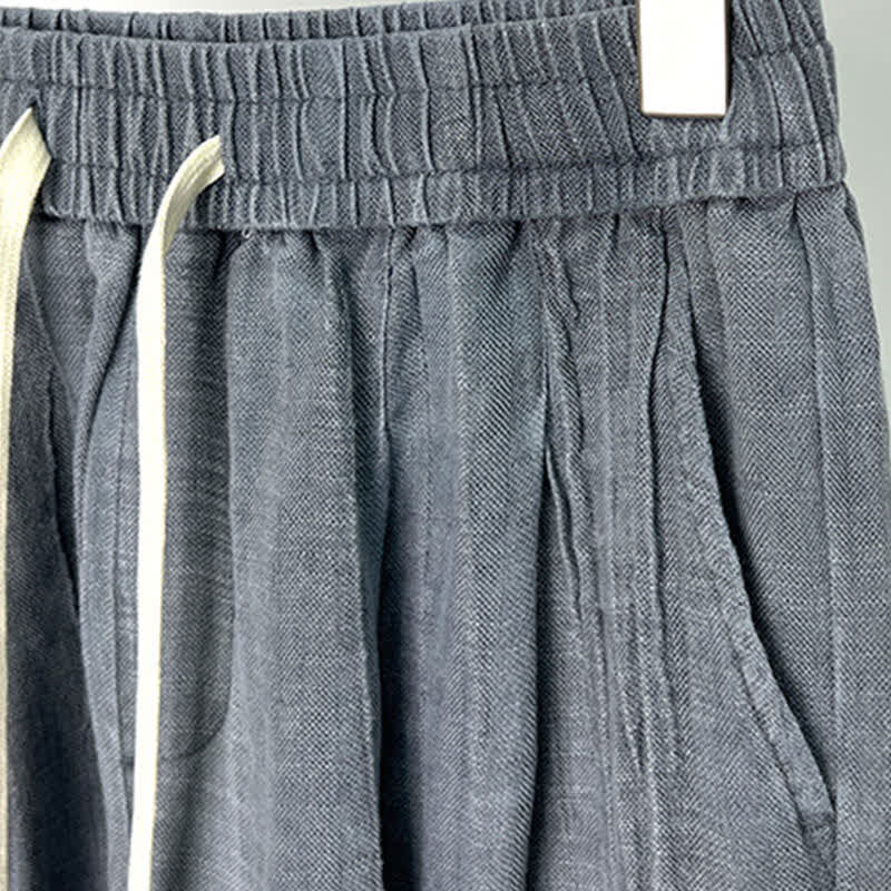 Buddha Stones Summer Casual Drawstring Solid Elastic Waist Men's Shorts With Pockets - image 9