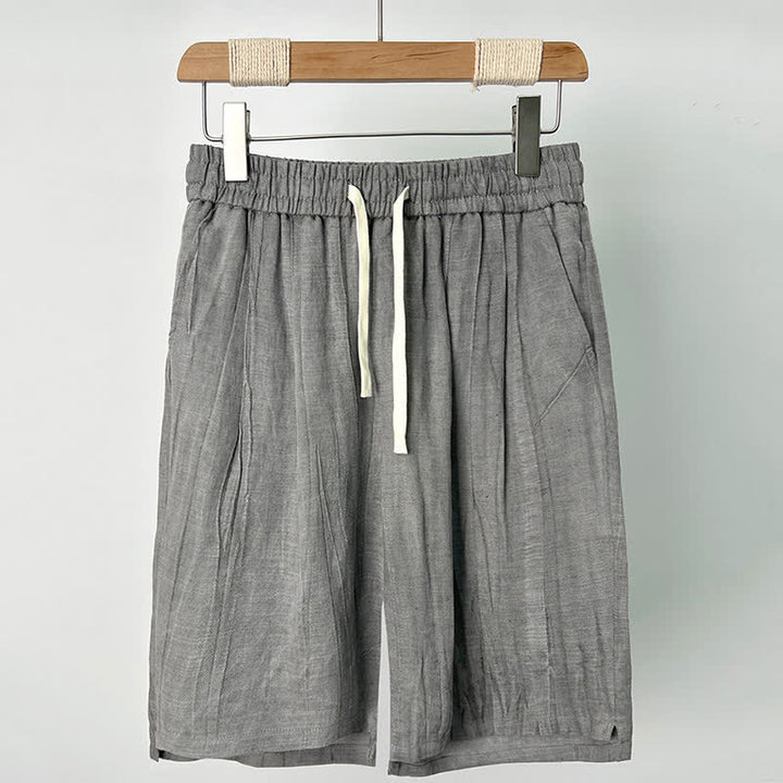 Buddha Stones Summer Casual Drawstring Solid Elastic Waist Men's Shorts With Pockets - LightGrey - US/UK/AU44，EU54 (4XL) - image 2