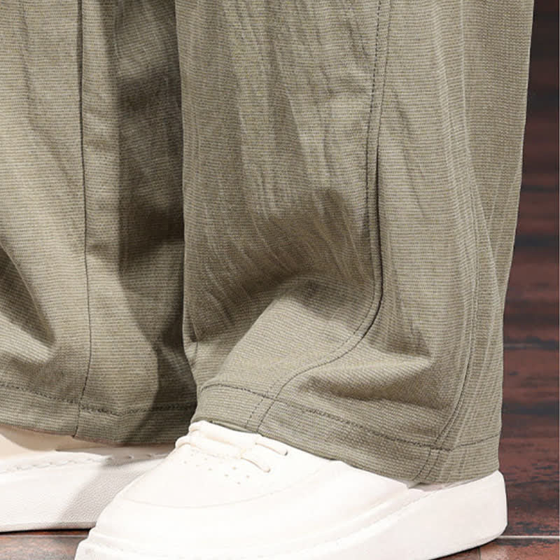 Buddha Stones Spring Summer Casual Minimalist Drawstring Elastic Waist Solid Long Pants Men's Straight Leg Pants With Pockets - image 11