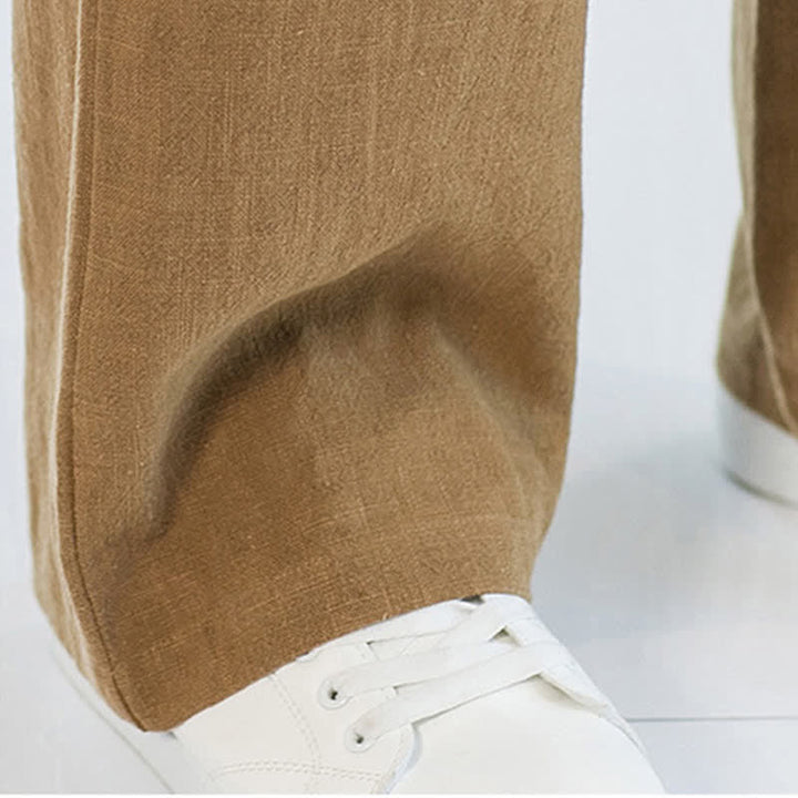 Buddha Stones Spring Summer Casual Minimalist Drawstring Solid Long Pants Men's Straight Leg Pants With Pockets - image 23