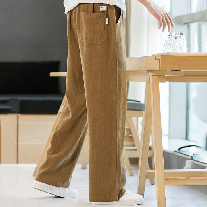 Buddha Stones Spring Summer Casual Minimalist Drawstring Solid Long Pants Men's Straight Leg Pants With Pockets - image 16