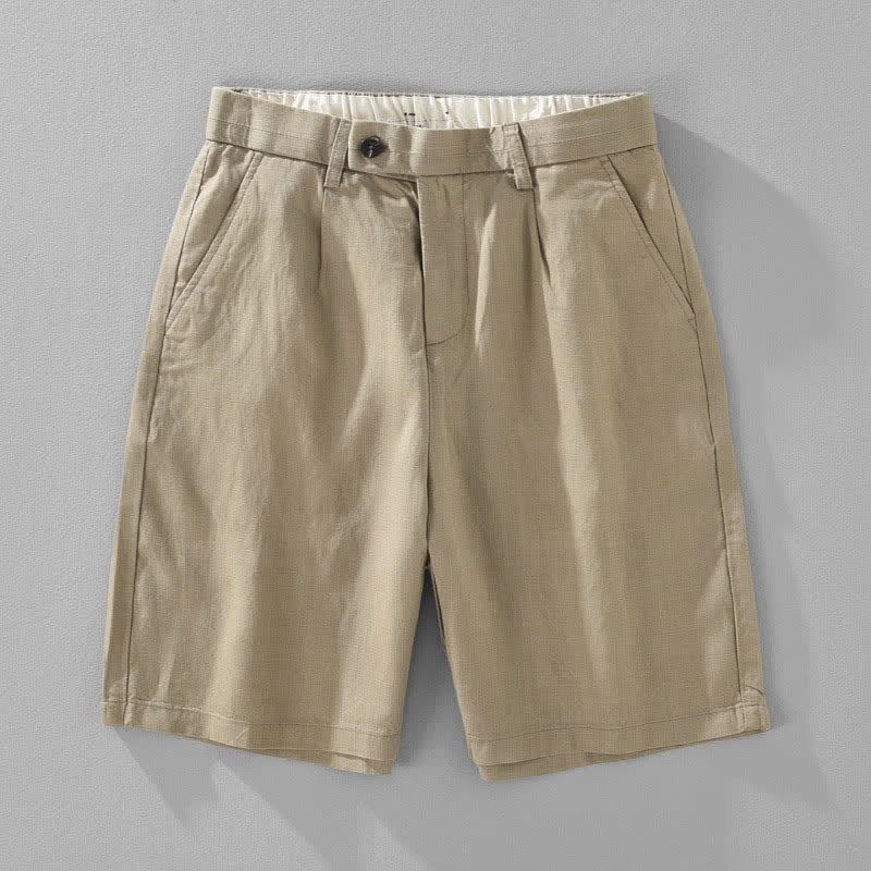Buddha Stones Summer Casual Minimalist Button-Up Zipper Solid Men's Shorts With Pockets - BurlyWood - US/UK/AU46，EU56 (5XL) - image 15