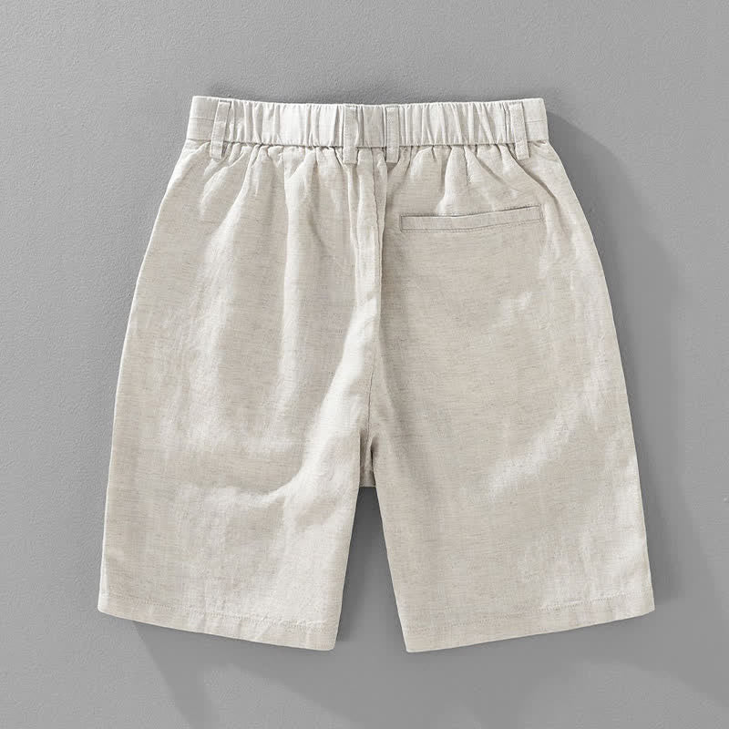 Buddha Stones Summer Casual Minimalist Button-Up Zipper Solid Men's Shorts With Pockets - image 1