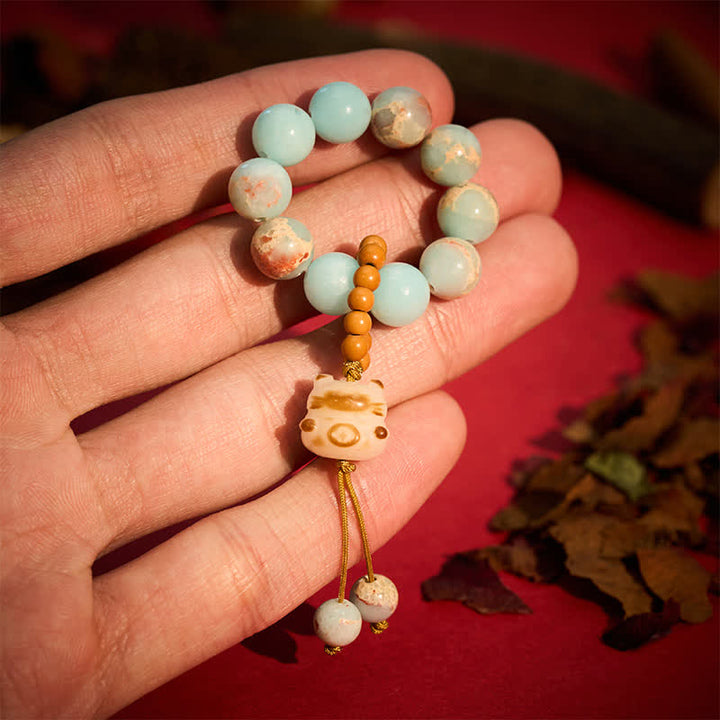 Buddha Stones Shoushan Stone Charcoal-Grilled Cat Luck Tactile Meditation Beads Decorations - 10mm - Shoushan Stone(Positive ♥ Harmony) - image 1