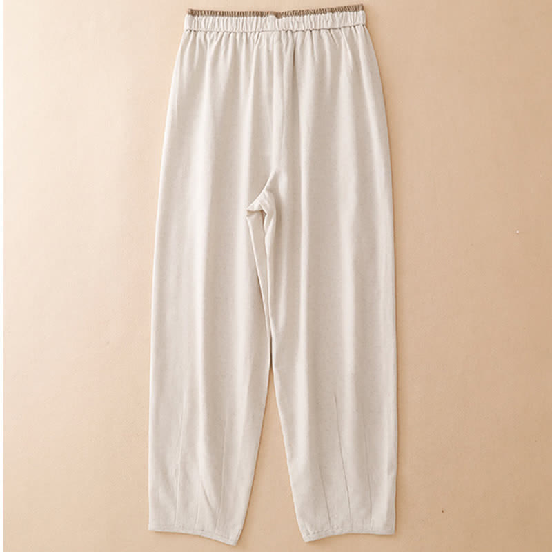 Buddha Stones Summer Casual Minimalist Drawstring Solid Cropped Pants Women's Tapered Pants With Pocket - image 1