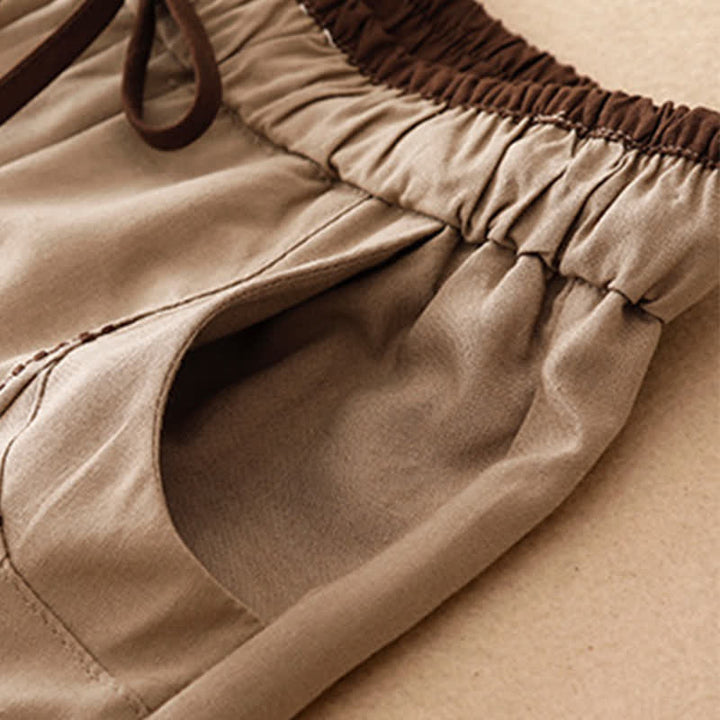 Buddha Stones Summer Casual Minimalist Drawstring Solid Cropped Pants Women's Tapered Pants With Pocket - image 11