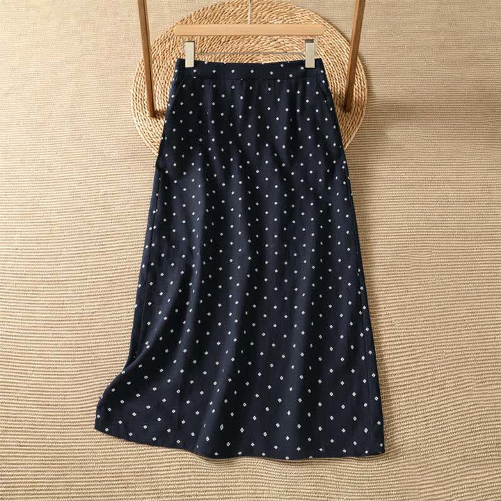 Buddha Stones Summer Casual Vintage Polka Dot Women's Skirts With Pockets - Navy - US8-10, UK/AU12-14, EU40-42 (2XL) - image 5