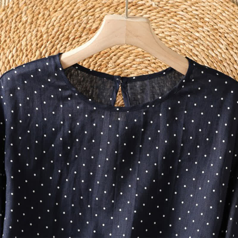 Buddha Stones Summer Casual Polka Dot Ruffled Hem Women's Short Sleeve T-Shirts - image 7