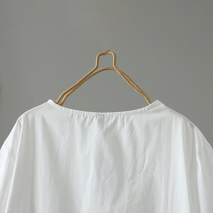 Buddha Stones Summer Casual Minimalist Solid Ruffle Hem Women's Short Sleeve Dress - image 9