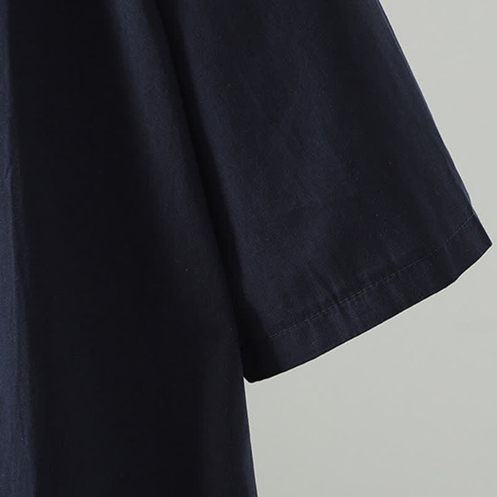 Buddha Stones Summer Casual Minimalist Solid Ruffle Hem Women's Short Sleeve Dress - image 3