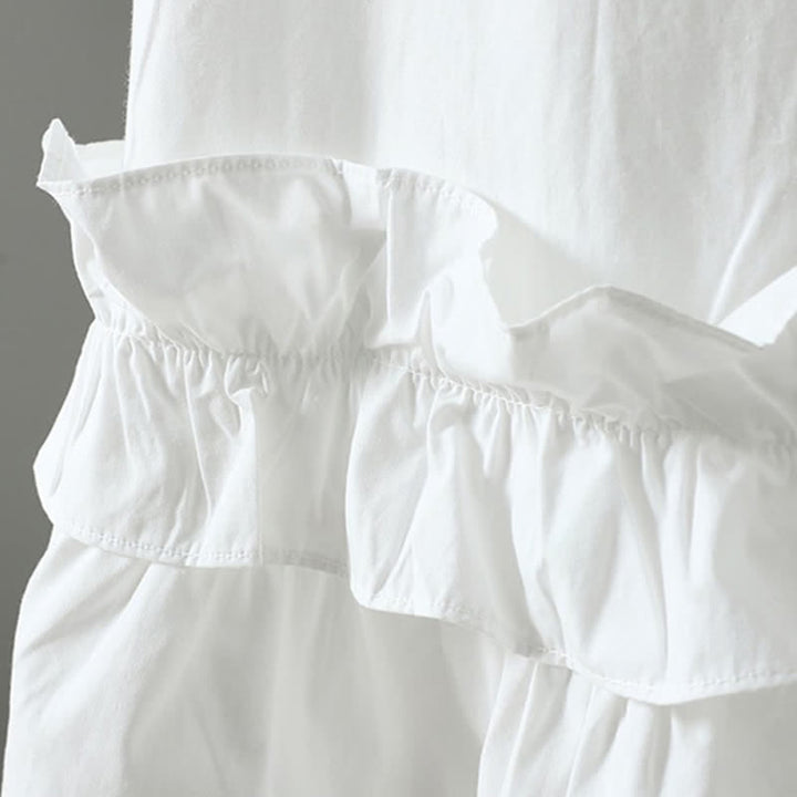 Buddha Stones Summer Casual Minimalist Solid Ruffle Hem Women's Short Sleeve Dress - image 13