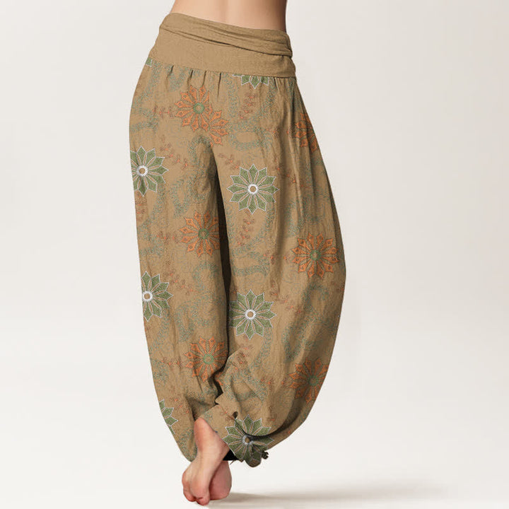Buddha Stones Cotton Bohemian Mandala Vine Pattern Women's Elastic Waist Harem Pants - image 7