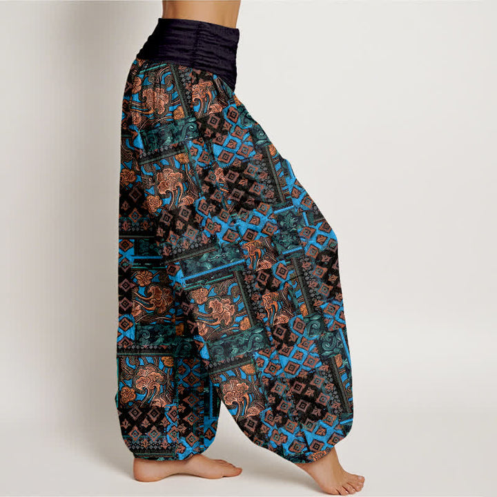 Buddha Stones Pure Cotton Bohemian Geometric Pattern Women's Elastic Waist Harem Pants - image 1