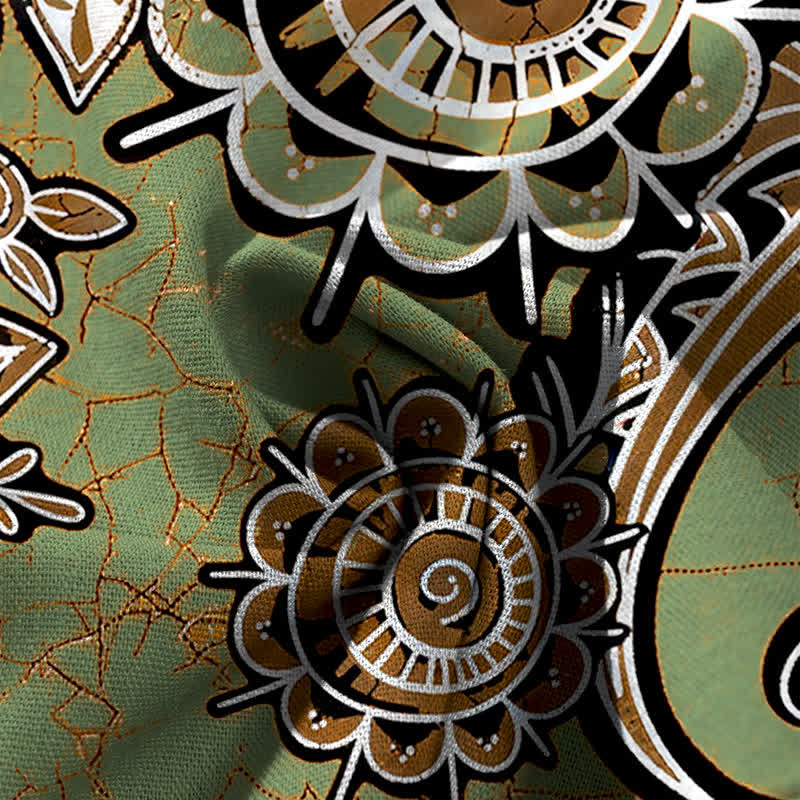 Buddha Stones Cotton Linen Bohemian Mandala Pattern Women's Elastic Waist Wide Leg Pants With Pockets - image 4