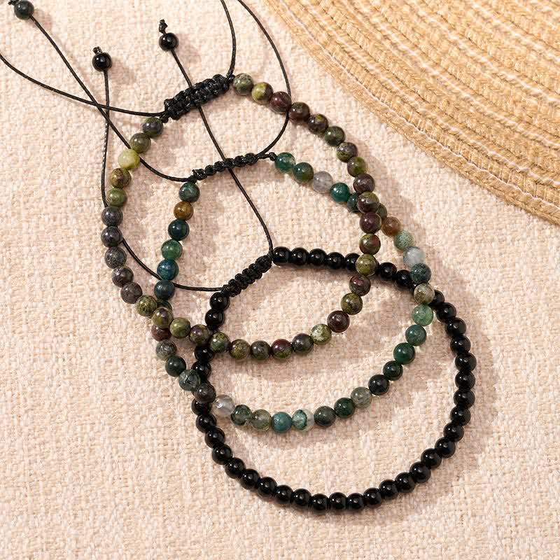 Buddha Stones 3pcs "Reclaim Your Vital Energy" Indian Agate Transformation Bracelet Includes Gift Message Card - image 1