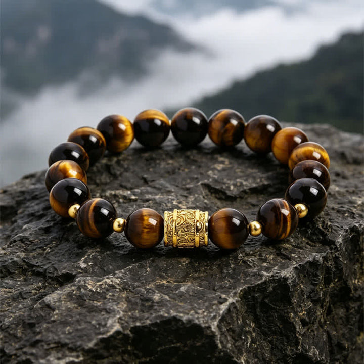 Buddha Stones Tiger Eye Black Obsidian Courage Beads Bracelet - Tiger Eye(Confidence ♥ Focus) - image 0