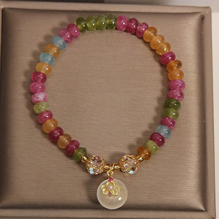 Buddha Stones Natural Multicolor Tourmaline Chalcedony Wisdom Bracelet - image 4