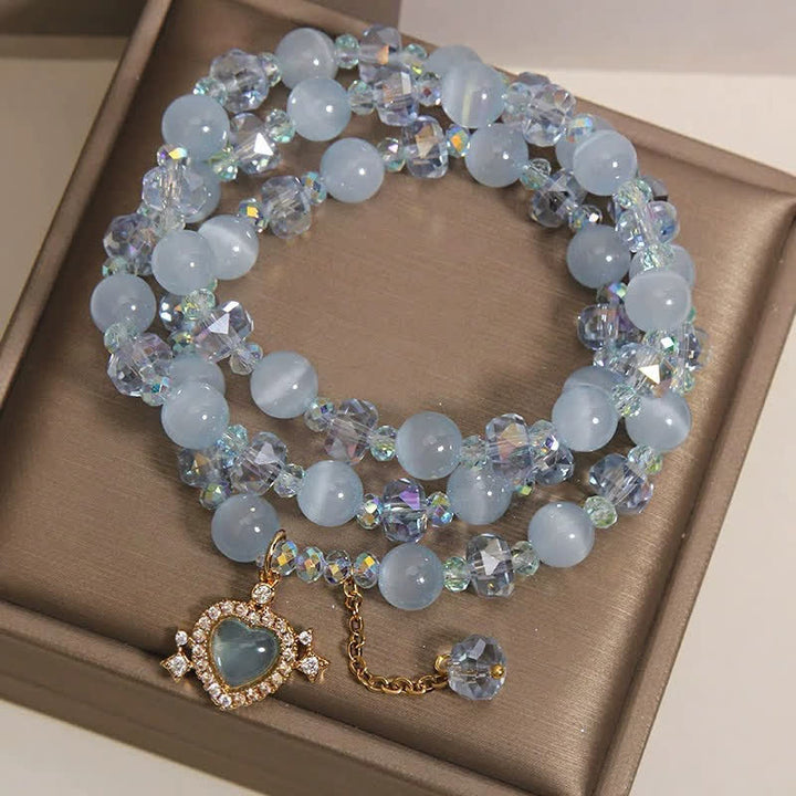 Buddha Stones Blue Cat's Eye Heart Triple Wrap Confidence Bracelet - image 7