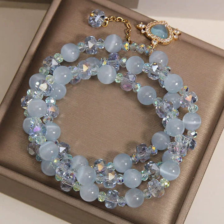 Buddha Stones Blue Cat's Eye Heart Triple Wrap Confidence Bracelet - image 4