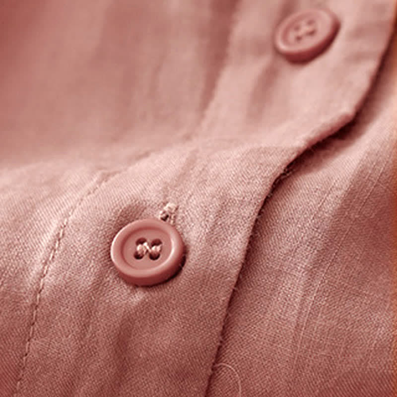 Buddha Stones Plain Button Crew Neck Design Women's  blend Three Quarter Sleeve Shirt - image 10