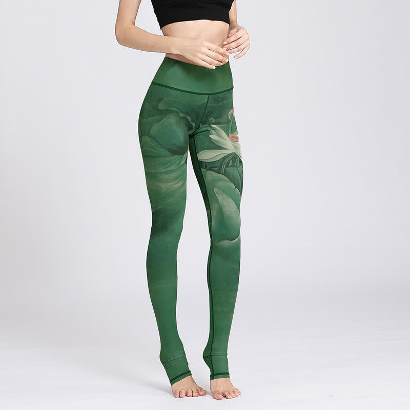Buddha Stones Lotus Flower Print Design Pants Sports Fitness Yoga Leggings Women's Yoga Pants - image 1