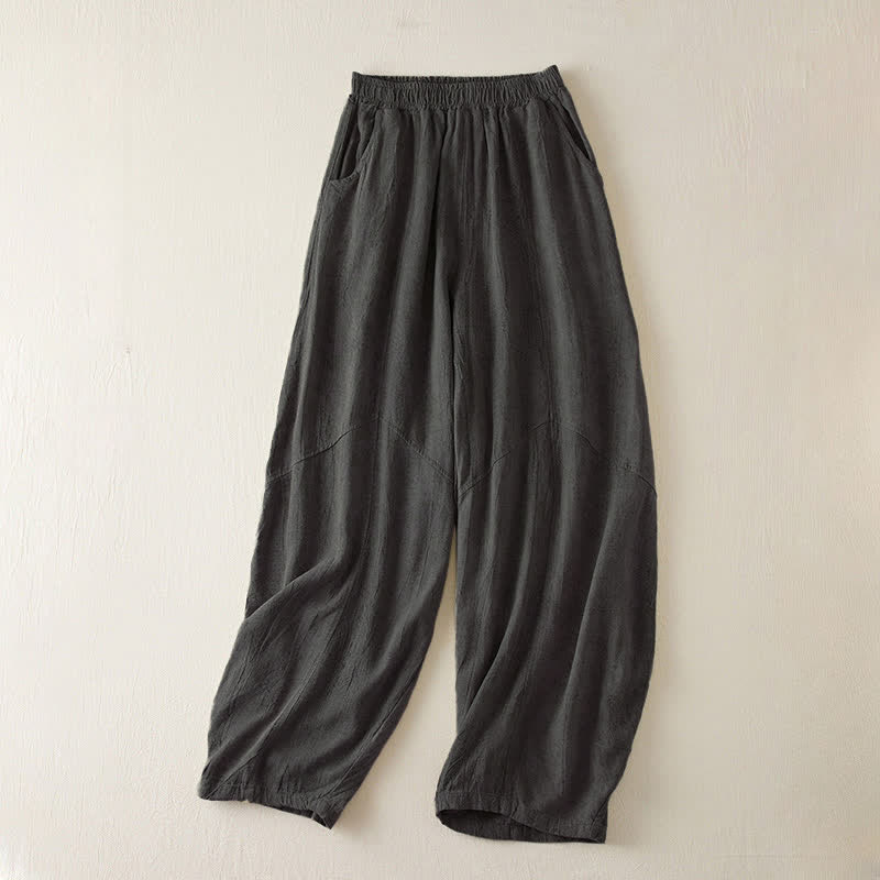 Buddha Stones Casual Loose Straight Leg 7-8 Length Cropped Pants Women's Harem Pants With Pockets - SlateGray - US8-10，UK/AU12-14，EU40-42 (2XL) - image 7