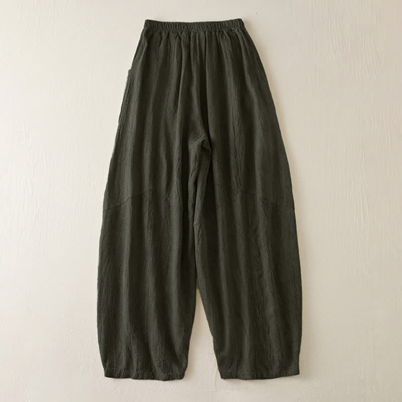 Buddha Stones Casual Loose Straight Leg 7-8 Length Cropped Pants Women's Harem Pants With Pockets - image 10