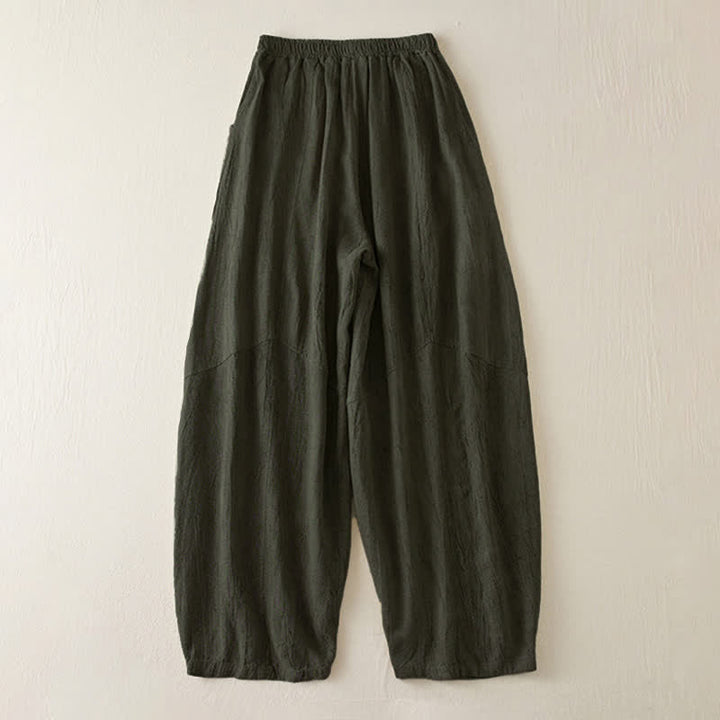 Buddha Stones Casual Loose Straight Leg 7-8 Length Cropped Pants Women's Harem Pants With Pockets - image 10