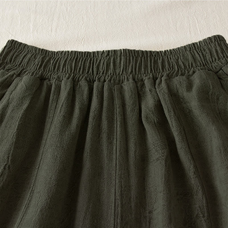 Buddha Stones Casual Loose Straight Leg 7-8 Length Cropped Pants Women's Harem Pants With Pockets - image 11