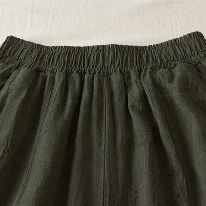 Buddha Stones Casual Loose Straight Leg 7-8 Length Cropped Pants Women's Harem Pants With Pockets - image 11